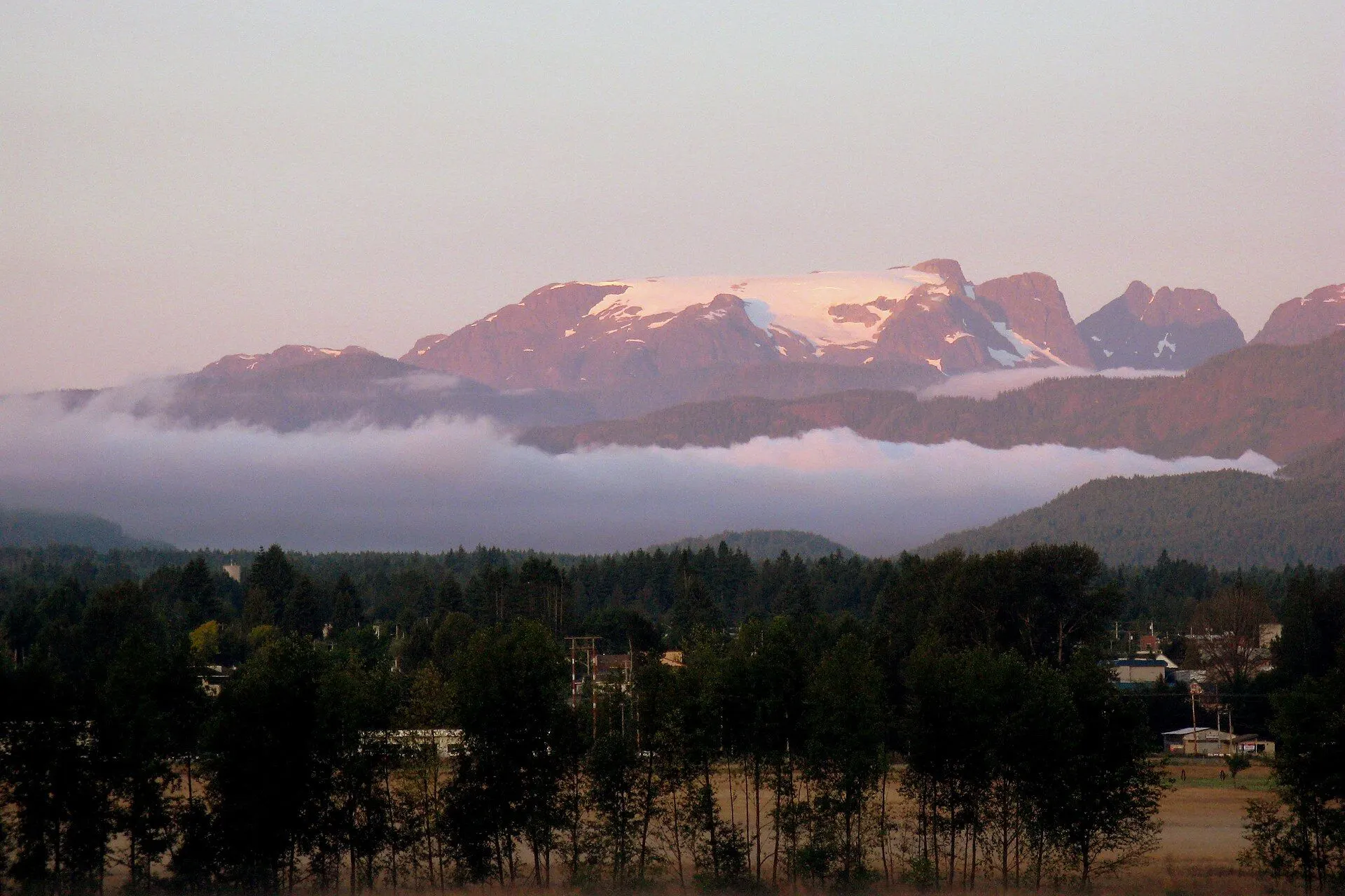The Comox Glacier at dawn above the Comox Valley